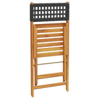 3-tlg. Bistro-Set Schwarz Poly Rattan und Massivholz