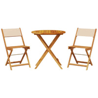 3-tlg. Bistro-Set Beige Stoff und Massivholz