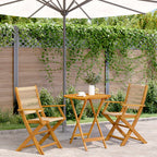 3-tlg. Bistro-Set Beige Polypropylen und Massivholz