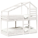 Etagenbett mit Dach Weiß 75x190 cm Massivholz Kiefer