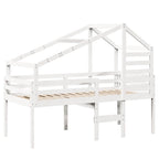 Hochbett mit Dach Weiß 90x200 cm Massivholz Kiefer