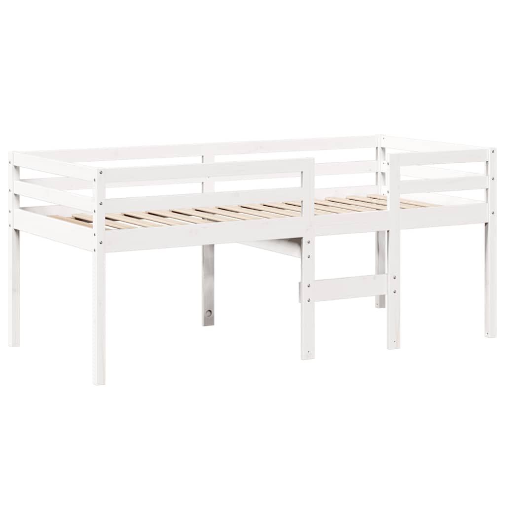 Hochbett mit Dach Weiß 90x190 cm Massivholz Kiefer