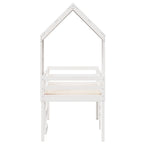 Hochbett mit Dach Weiß 90x190 cm Massivholz Kiefer