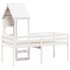 Hochbett mit Dach Weiß 90x190 cm Massivholz Kiefer