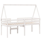 Hochbett mit Dach Weiß 90x200 cm Massivholz Kiefer