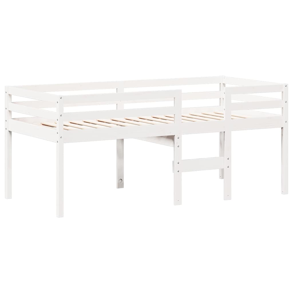 Hochbett mit Dach Weiß 80x200 cm Massivholz Kiefer