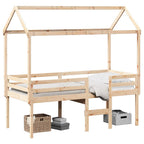 Hochbett mit Dach 90x190 cm Massivholz Kiefer