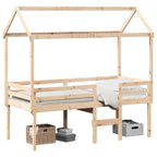 Hochbett mit Dach 75x190 cm Massivholz Kiefer
