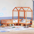 Massivholzbett und Bank mit Dach Orange 80x200 cm Kiefernholz
