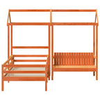 Massivholzbett und Bank mit Dach Orange 90x190 cm Kiefernholz