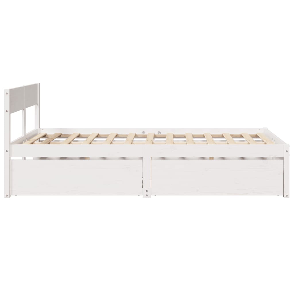 Massivholzbett ohne Matratze Weiß 135x190 cm Kiefernholz