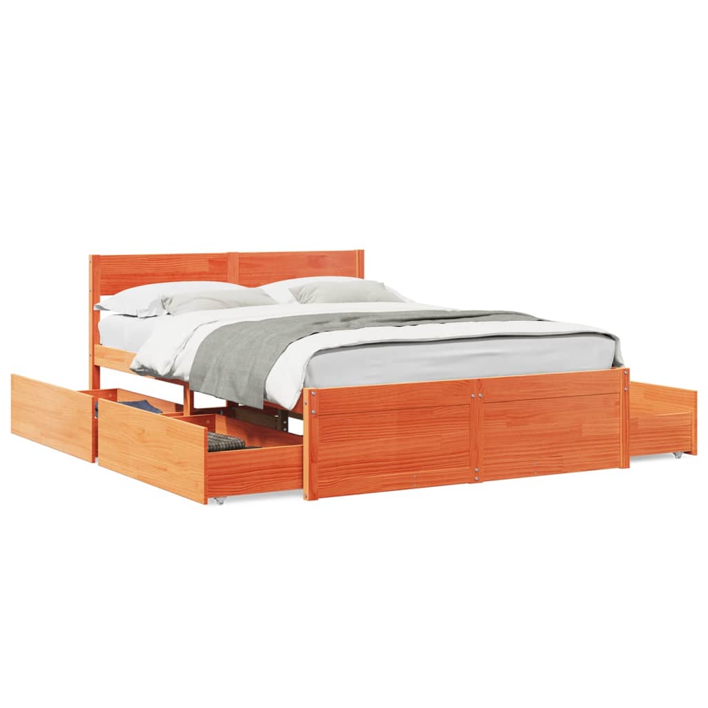 Massivholzbett ohne Matratze Wachsbraun 120x190 cm Kiefernholz