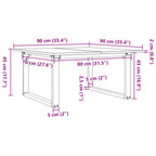 Couchtisch O-Gestell 90x90x45cm Massivholz Kiefer und Stahl