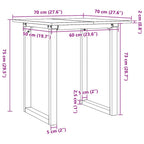 Esstisch O-Gestell 70x70x75 cm Massivholz Kiefer und Stahl