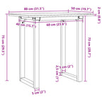 Esstisch O-Gestell 80x50x75 cm Massivholz Kiefer und Stahl