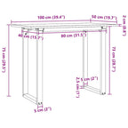 Esstisch O-Gestell 100x50x75 cm Massivholz Kiefer und Stahl