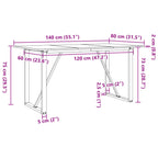 Esstisch O-Gestell 140x80x75 cm Massivholz Kiefer und Stahl