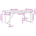 Esstisch O-Gestell 180x90x75 cm Massivholz Kiefer und Stahl