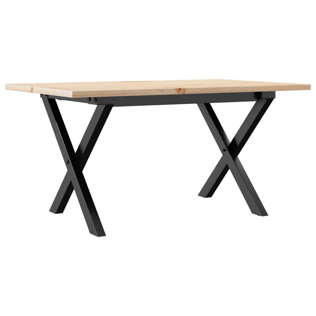 Couchtisch X-Gestell 80x50x40cm Massivholz Kiefer und Stahl