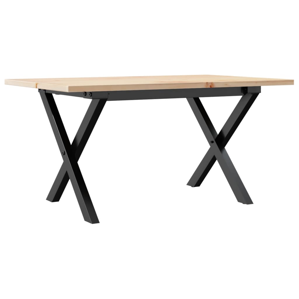 Couchtisch X-Gestell 80x50x40cm Massivholz Kiefer und Stahl
