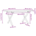 Couchtisch X-Gestell 80x50x40cm Massivholz Kiefer und Stahl
