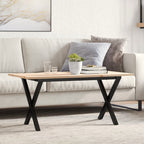 Couchtisch X-Gestell 90x40x45cm Massivholz Kiefer und Stahl