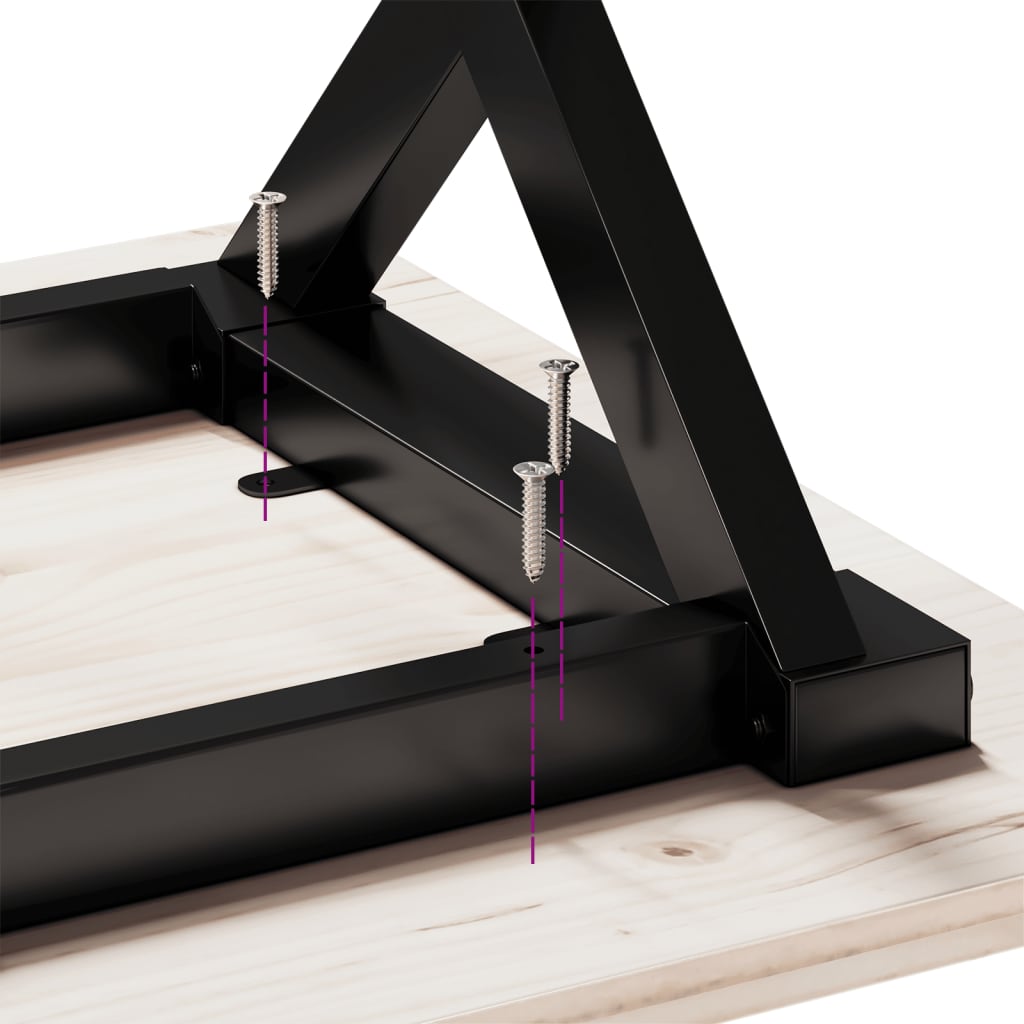 Couchtisch X-Gestell 90x90x45cm Massivholz Kiefer und Stahl