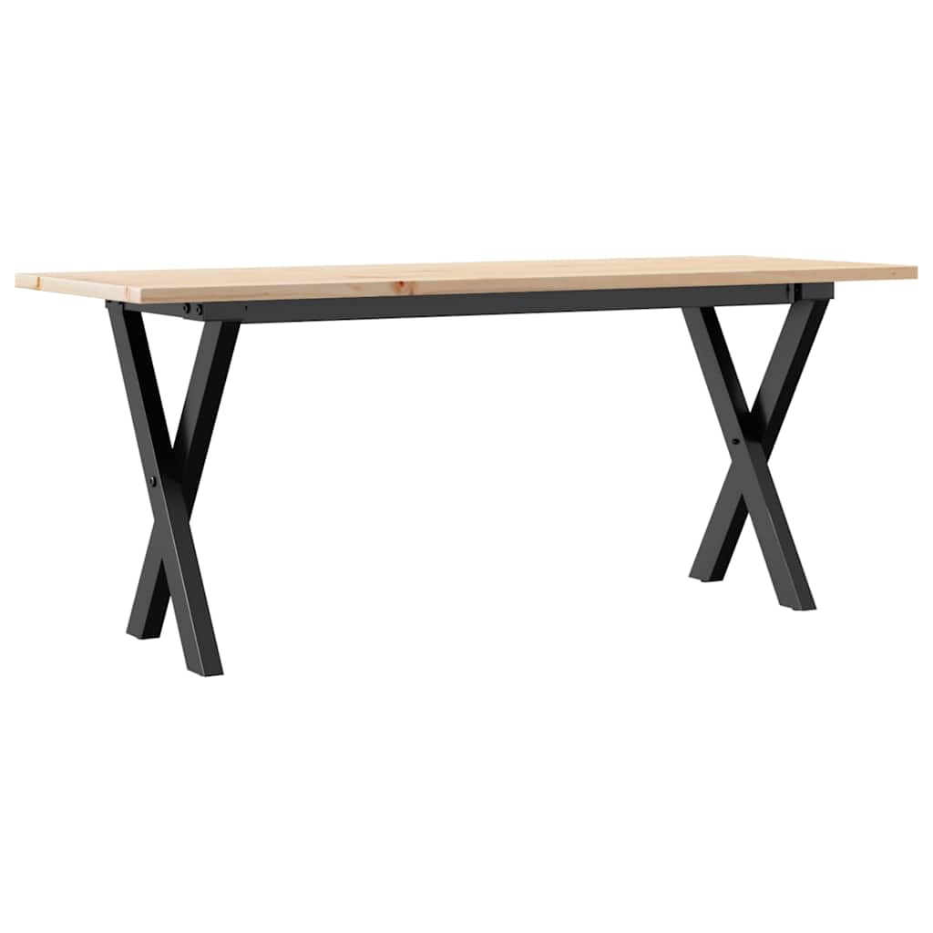 Couchtisch X-Gestell 110x40x45 cm Massivholz Kiefer & Stahl