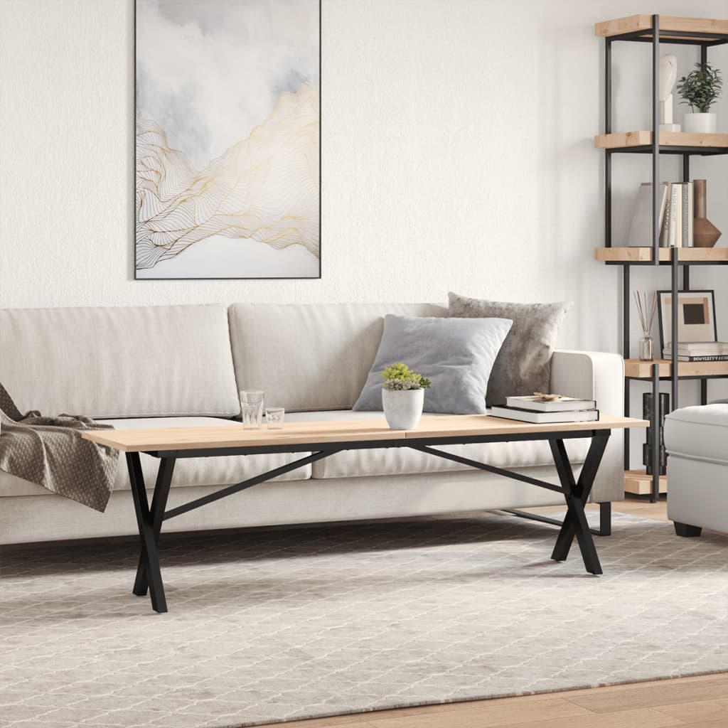 Couchtisch X-Gestell 160x40x45 cm Massivholz Kiefer & Stahl