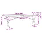 Couchtisch X-Gestell 160x40x45 cm Massivholz Kiefer & Stahl