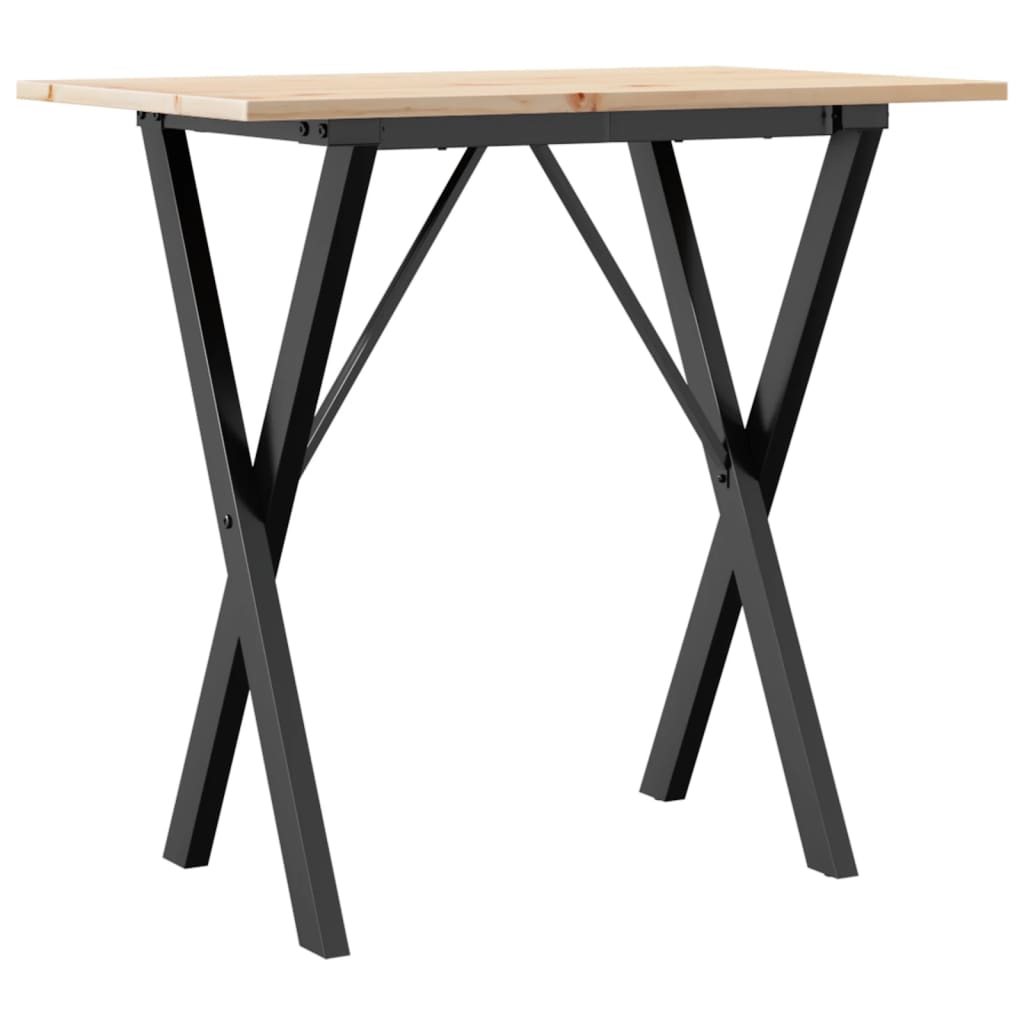 Esstisch X-Gestell 80x50x75 cm Massivholz Kiefer und Stahl