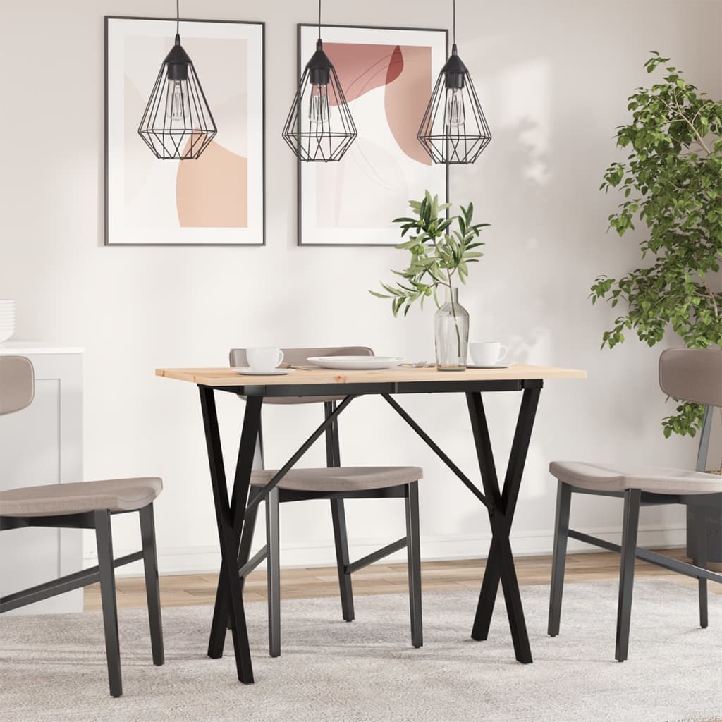Esstisch X-Gestell 100x50x75 cm Massivholz Kiefer und Stahl