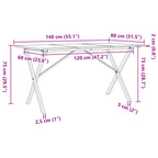 Esstisch X-Gestell 140x80x75 cm Massivholz Kiefer und Stahl