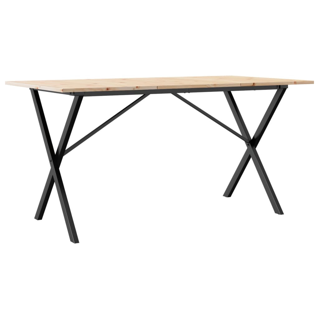 Esstisch X-Gestell 160x80x75 cm Massivholz Kiefer und Stahl