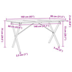 Esstisch X-Gestell 160x80x75 cm Massivholz Kiefer und Stahl