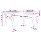 Couchtisch Y-Gestell 80x80x45cm Massivholz Kiefer und Stahl