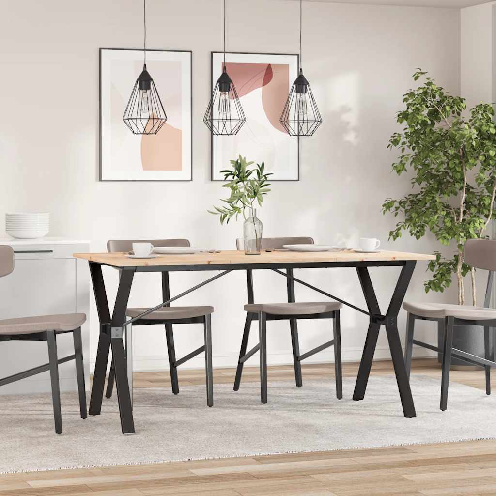 Esstisch Y-Gestell 140x80x75 cm Massivholz Kiefer und Stahl
