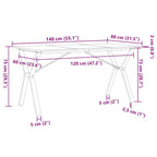 Esstisch Y-Gestell 140x80x75 cm Massivholz Kiefer und Stahl