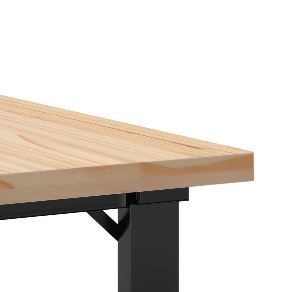 Couchtisch O-Gestell 60x60x40,5cm Massivholz Kiefer & Stahl
