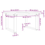 Couchtisch O-Gestell 60x60x40,5cm Massivholz Kiefer & Stahl