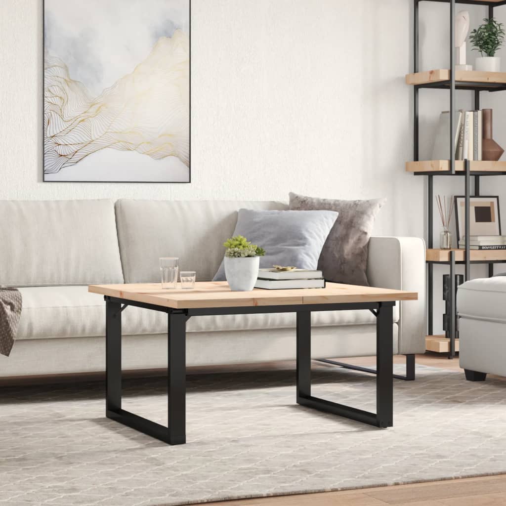 Couchtisch O-Gestell 90x90x45,5cm Massivholz Kiefer & Stahl