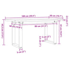 Couchtisch O-Gestell 100x50x45,5 cm Massivholz Kiefer Stahl