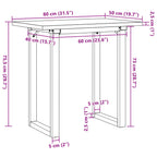 Esstisch O-Gestell 80x50x75,5 cm Massivholz Kiefer & Stahl