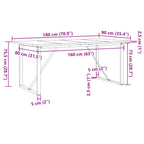 Esstisch O-Gestell 180x90x75,5 cm Massivholz Kiefer & Stahl