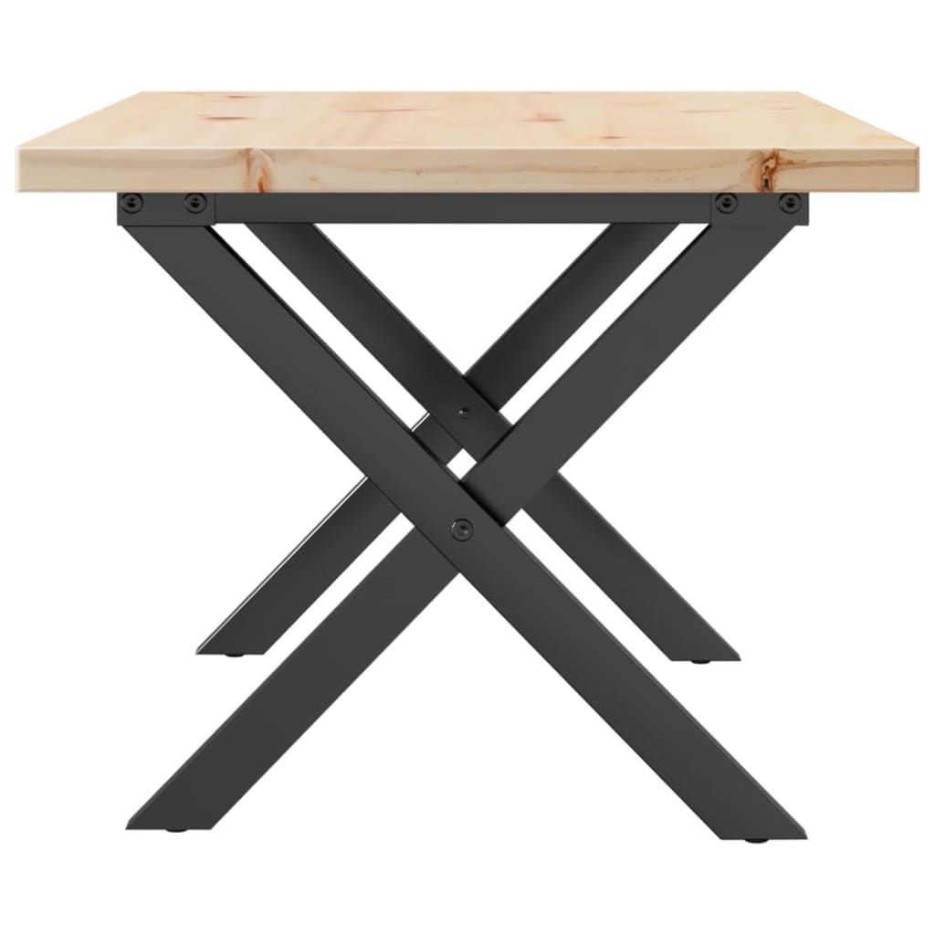 Couchtisch X-Gestell 80x50x40,5cm Massivholz Kiefer & Stahl