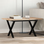 Couchtisch X-Gestell 80x50x40,5cm Massivholz Kiefer & Stahl