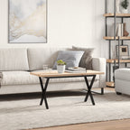 Couchtisch X-Gestell 90x40x45,5cm Massivholz Kiefer & Stahl