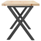 Couchtisch X-Gestell 90x40x45,5cm Massivholz Kiefer & Stahl
