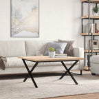 Couchtisch X-Gestell 90x90x45,5cm Massivholz Kiefer & Stahl