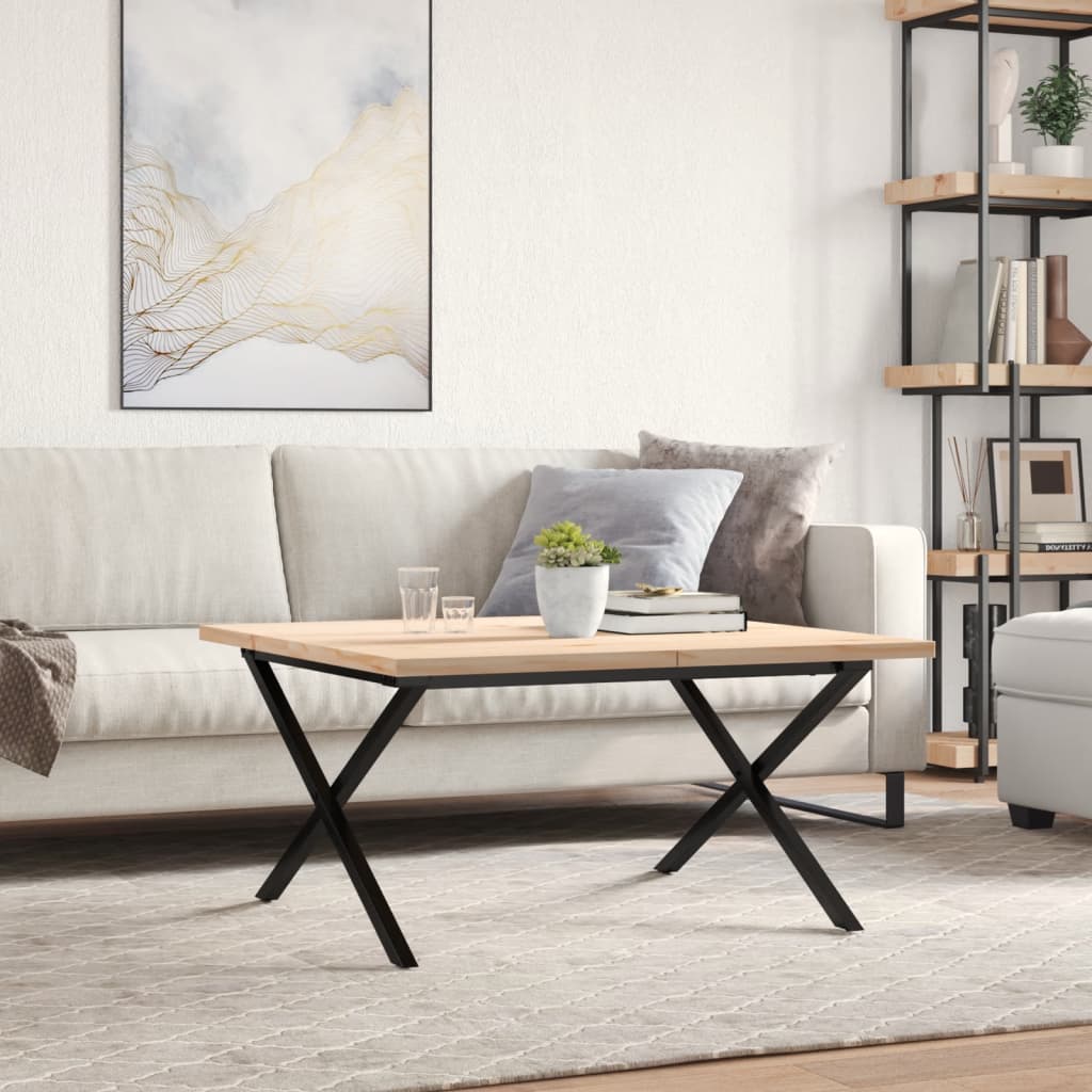 Couchtisch X-Gestell 90x90x45,5cm Massivholz Kiefer & Stahl